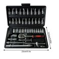 thumbnail image 5 of 46pcs 1/4 Inch Ratchet Socket Repair Wrench Set Ratchet Wrench Tool Kit with Bit Socket Set Car Repair Set, 5 of 5