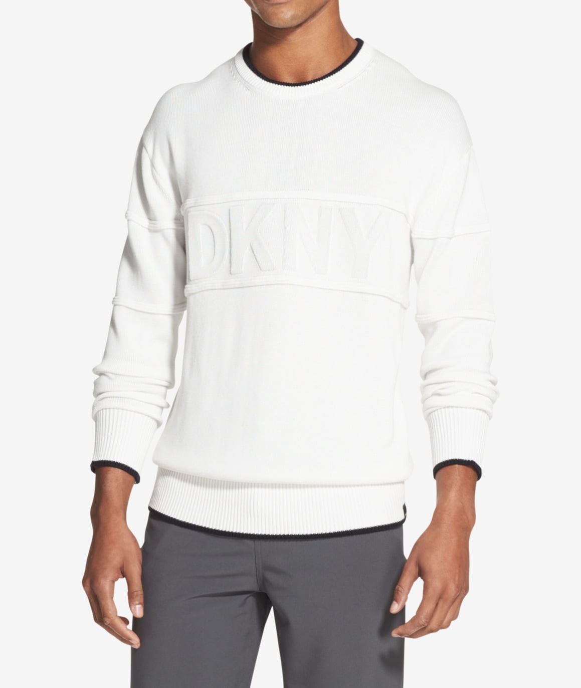 DKNY Sweaters Mens Sweater Small Crewneck Textured RaisedLogo S