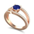 thumbnail image 2 of 2.50 T.C.W Round Cut Natural Diamond & Blue Sapphire Gemstone New Anniversary Ring for Ladies Solid 18K Rose Gold Size 9 by Diamond-Capitals, 2 of 8