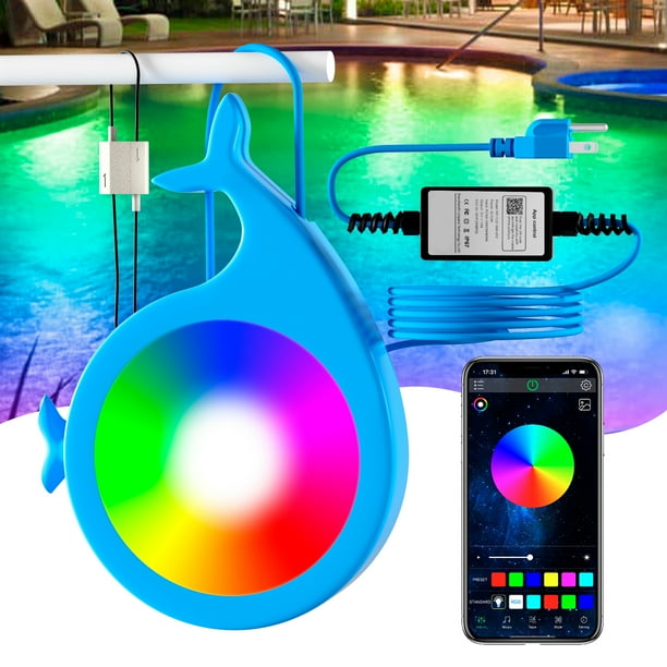 Smart LED Pool Lights With App Control, 10W RGB Dimmable Underwater