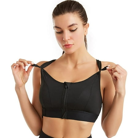 

Elbourn 1Pack Women Plus Sports Bra High Impact Racerback Sports Bras Wirefree Front Adjustable Workout Tops Bounce Control Gym Activewear Bra （Black-4XL）
