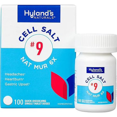 Hylands Naturals No 9 Cell Salt Nat Mur 6X Tablets, Relief of Headache, Heartburn And Bloating, 100 Ct..
