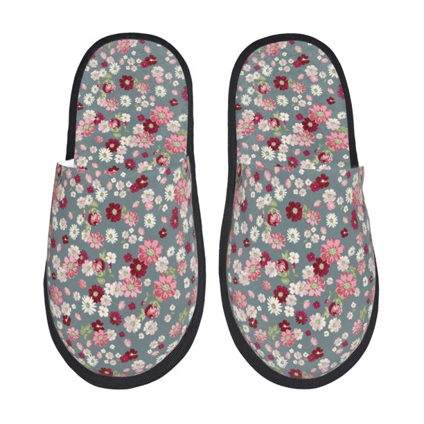 Balery Daisies Flowers Pantuflas de Casa de Felpa Silenciosas con Diseño Estampado, Zapatillas Cómodas Antideslizantes de Algodón para Interior-Medium