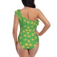 thumbnail image 5 of Sikiie Pumpkin Leaves Print Women One Piece Swimsuits Tummy Control One Shoulder Bathing Suits Ruffle Swimwear, From S to XXL-X-Large, 5 of 6