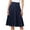 Dark Blue, variant on JNGSA Womens Pleated Skirt, Women's Ruched High Waist Knee Length A-Line Stretchy Flared Skirt Casual Pleated Midi Skirt