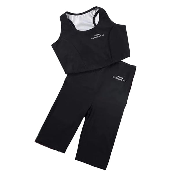 Traje de sauna premium para fitness, top corto, camiseta sin mangas, pantalones cortos deportivos para yoga, medio SG
