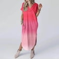 thumbnail image 3 of Vestido de Manga Corta para las Mujeres, Vestido Casual de Cuello en V de Bolsillo de Impresión de Moda Sexy Hecho de Poliéster Ligero para el Verano, Vestido de Verano para las Mujeres, 3 of 5