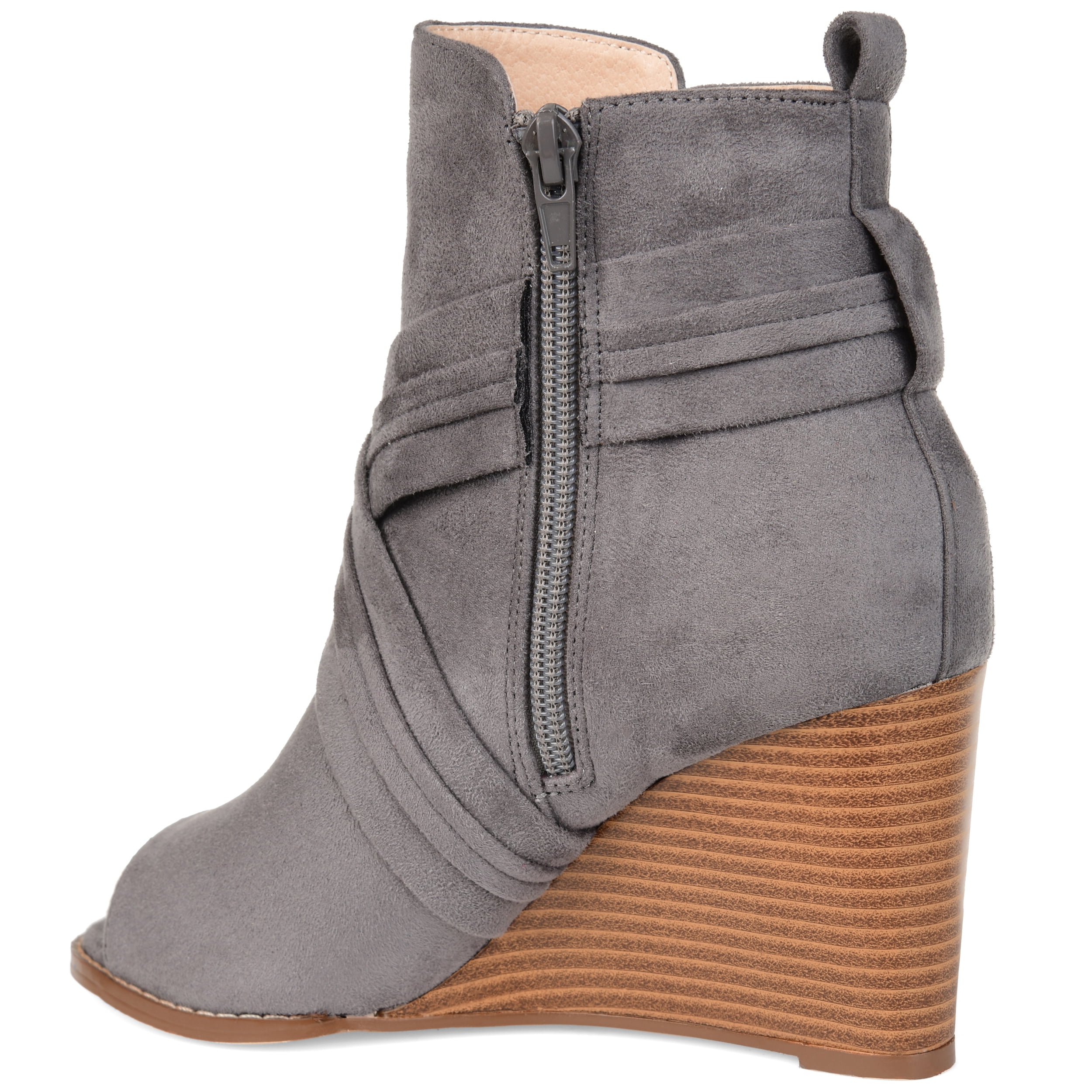 Journee Womens Sabeena Inside Zip Open Toe Wedge Booties