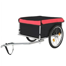 Aosom Bicycle Cargo Trailer Two Wheel Bike Luggage Wagon Trailer with Removable Cover Red