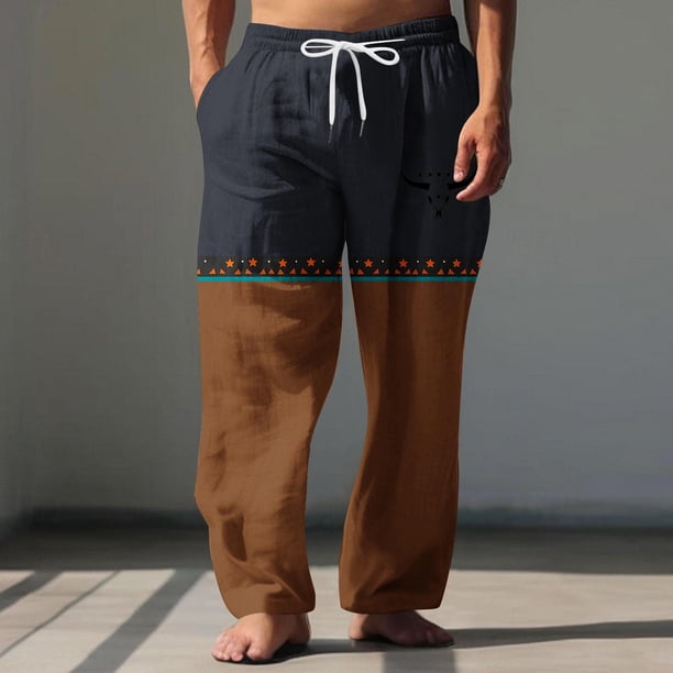 Pantalones largos para hombre, cintura elástica, transpirables, cómodos, suaves, informales, de playa, de poliéster.