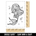 thumbnail image 2 of Mermaid With Flowy Hair and Tail Rectangle Rubber Stamp Stamping Scrapbooking Crafting - Small 1.7in, 2 of 7