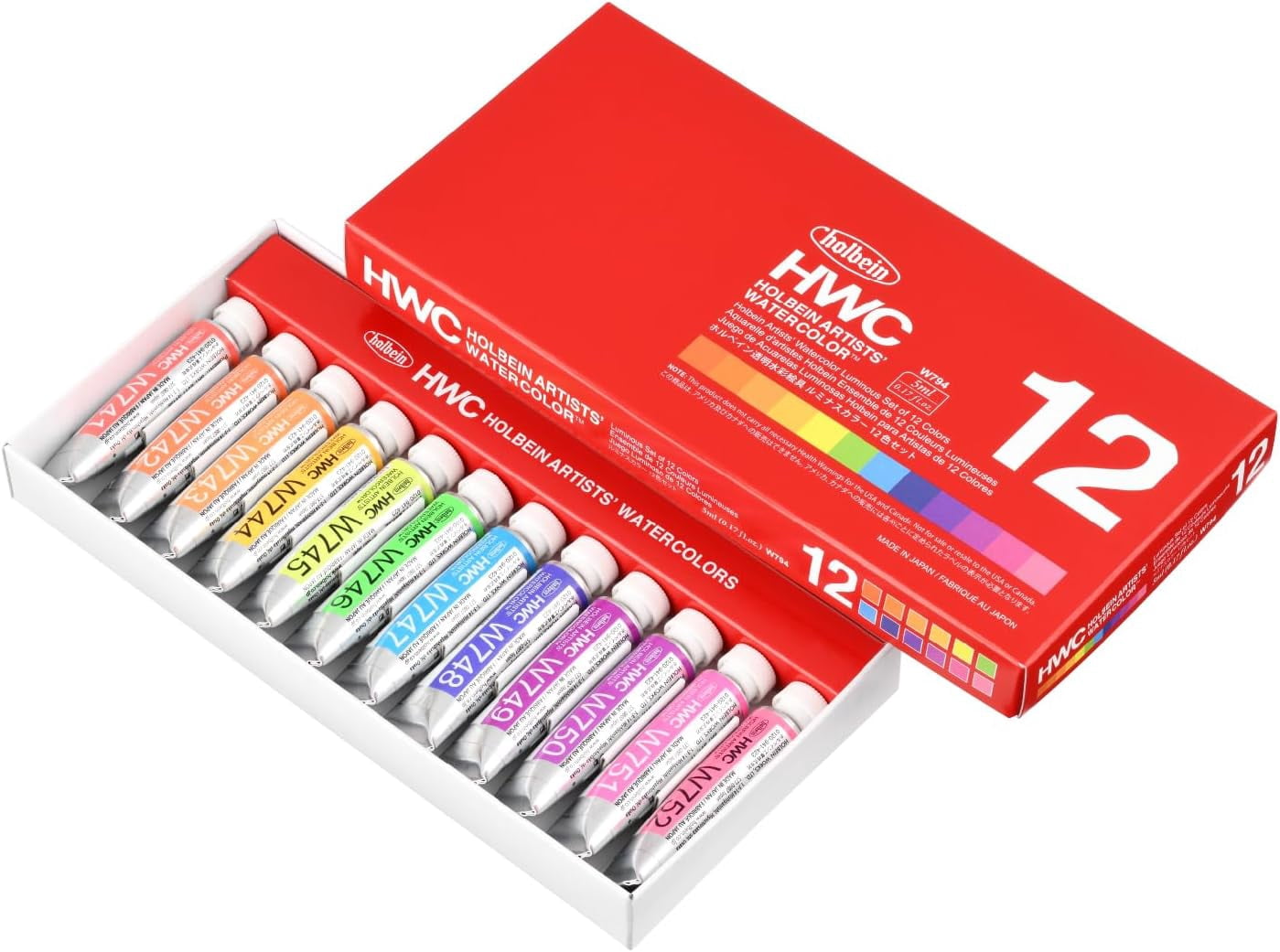 Holbein Fluorescent Watercolor Set 12 Colors 5ml Special Acuarela Colors Artist Luminous Pigments Beginner Art Supplies