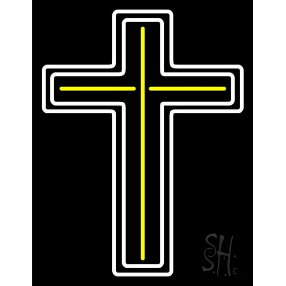 Cross LED Neon Sign 19" Tall x 15" Wide - inches Black Square Cut Acrylic Backing, with Dimmer - Premium built indoor Sign for Home décor, Event, Religious place, Store interior, Office.