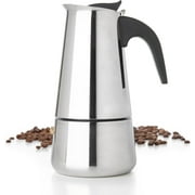 Mixpresso 9 Cup Greca Stovetop Espresso Maker 450ml/15oz, Moka Pot with Coffee Percolator Design, Stainless Steel Stove Top Coffee Maker for Camping or Home Use, Italian Coffee Maker Stovetop