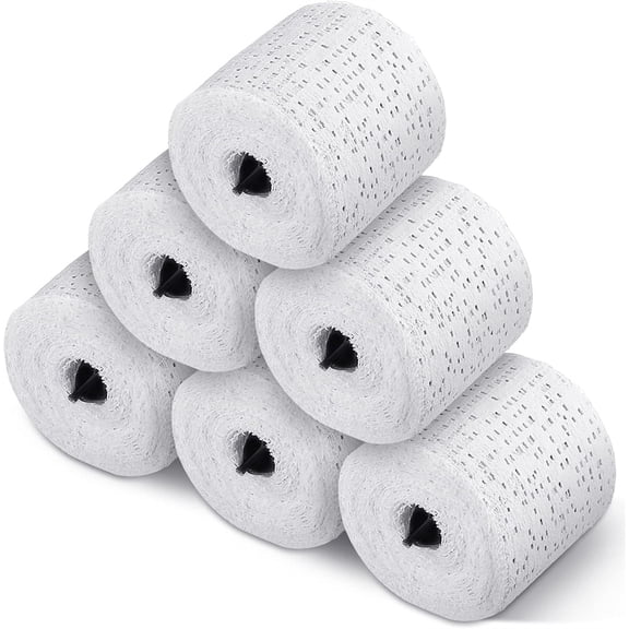 NOGIS Plaster Gauze Bandage 6 Pack Plaster Cloth Rolls White Strip Wrap Bandages for Hobby Craft and Belly Cast 2" x 106" (2.95yd)