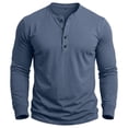 thumbnail image 4 of hoksml Men's Cotton Fabric Long Sleeve Henley Shirt, 4 Button Placket Solid Color Crew Neck Casual Daily Pullover Top, 4 of 7