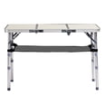 thumbnail image 2 of Hassch 3-Height Adjustable Camping Table, Tri-Fold Portable Aluminum Alloy Picnic Table with Mesh Storage Shelf, Lightweight for Indoor Outdoor Beach Patio BBQ, 3FT, White, 2 of 9