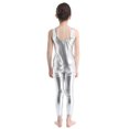 thumbnail image 5 of TiaoBug Kids Girls Shiny Ballet Dance Leotard Gymnastics Full Length Jumpsuit Unitard 3-14 Silver 7-8, 5 of 7