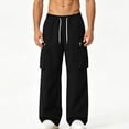 thumbnail image 4 of Daiosportswear Men's Streetwear Workwear Pants Loose Straight Leg Casual Daily Wear Trousers Black XXXL, 4 of 9