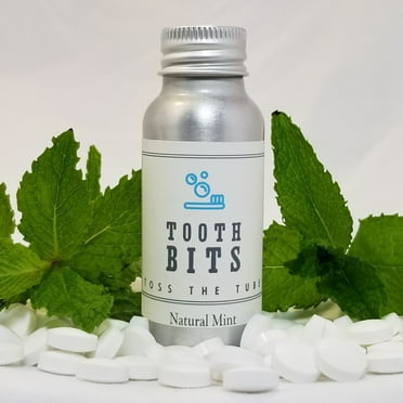 TOOTH BITS® Fluoride-Free, Eco-Friendly, Anticavity Toothpaste Tablets, Natural Mint, 65 Pieces