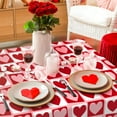 thumbnail image 4 of Valentine''s Day Rectangle Tablecloth Red Pink Hearts Plaids Fabric Table Cloth Washable Love Heart Table Cover for Wedding Anniversary, 60 x 84 Inch, 4 of 7