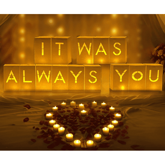 It was Always You Decorations with Rose Petals, Paper Bags, Romantic Decorations Special Night for Wedding Proposal Valentine's Day