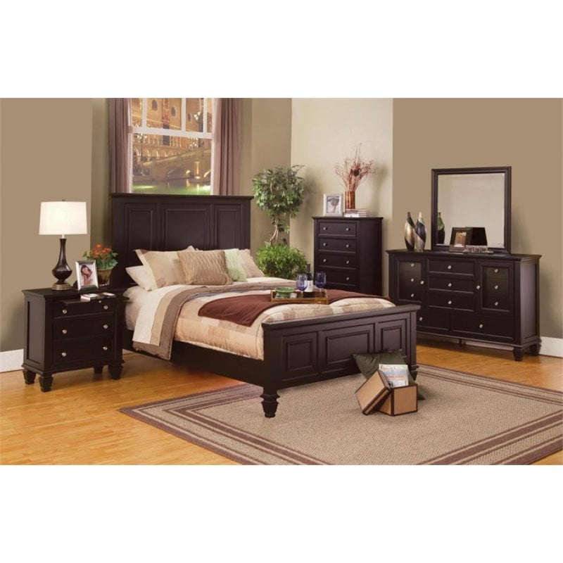 Coaster Sandy Beach 5 Piece Queen Panel Bedroom Set in Cappuccino