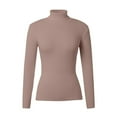thumbnail image 4 of Fiaer Pullover Sweaters for Women Trendy Turtleneck Neck Long Sleeve Plus Size Solid Color Slim Fit Casual Solid Warm Ribbed Knit Tops Pink L, 4 of 4