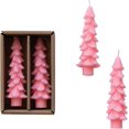 thumbnail image 1 of Creative Co-Op Unscented Textured Tree Shaped Taper Candles in Box, Pink, Set of 2, 1 of 3