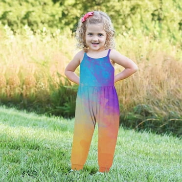 GERsome Jumpsuits for 1-6 Years Girls Kids Casual Sleeveless Jumpsuits Spaghetti Strap Romper Long Pants with Pockets（Size 4-5 Years/02#Colorful B)