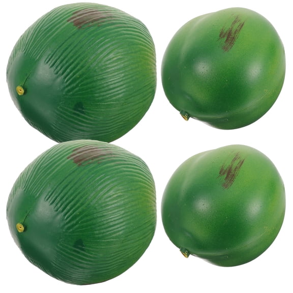 RENACLIPY Set of 4 Green PVC Fake Coconut Props, Creative Fruit Decorations for Photography, Home, Party, and Display