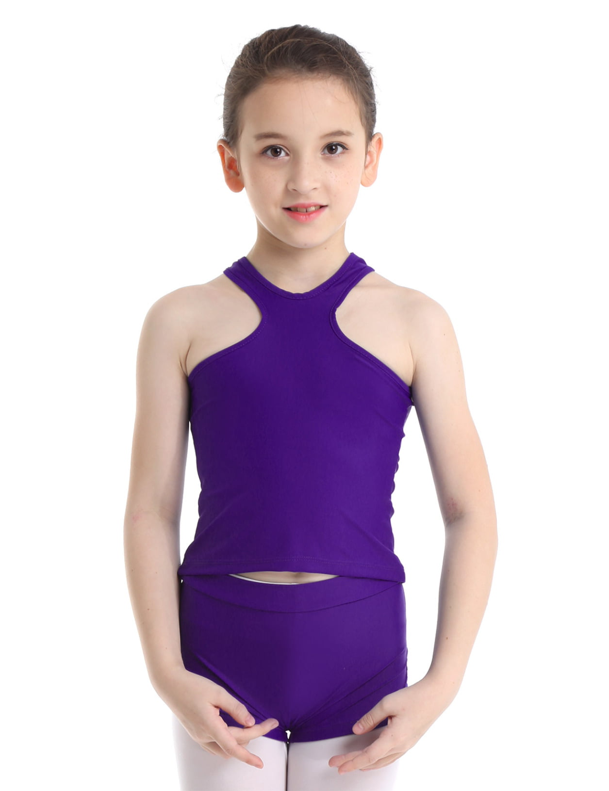 Kids Girls Dance Outfit Leotards Gymnastics Crop Top+Bottoms Sports Dance Wear 