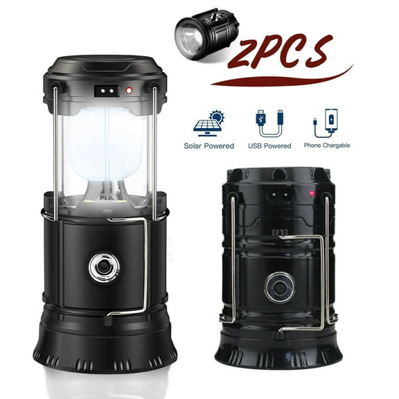 Solar Camping Camping Lantern,2 Pack,with Batteries High Lumens LED Lanterns Battery Powered, Suitable for Hurricane, Emergency, Storm, Outages, Camping, Fishing, Outdoor Collapsible Portable Lanterns