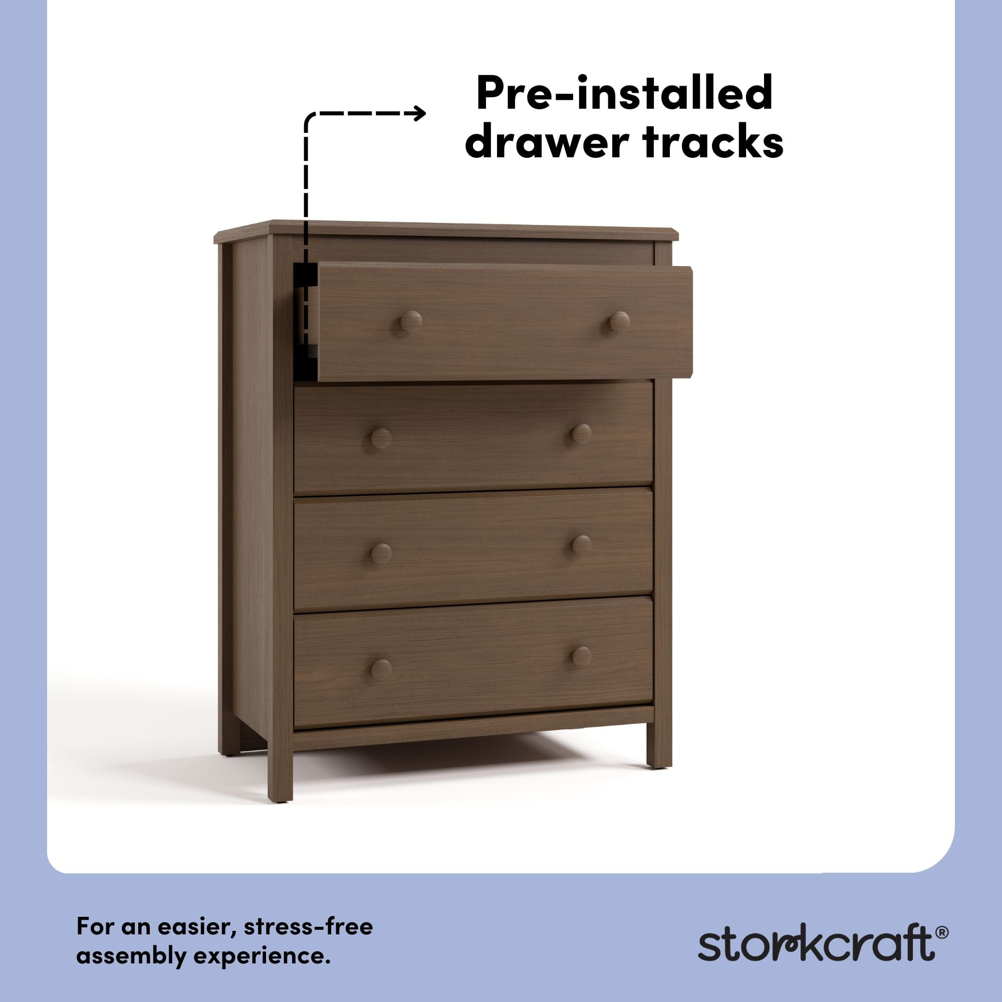 Storkcraft Alpine 4 Drawer Nursery Dresser, Hazelnut