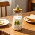 thumbnail image 4 of Vaso de agua de vidrio con tapa y pajita – Vaso térmico de 450 ml para café, té o bebidas frías – Pajita de vidrio reutilizable y funda protectora para el hogar, la oficina o para uso en exteriores., 4 of 6