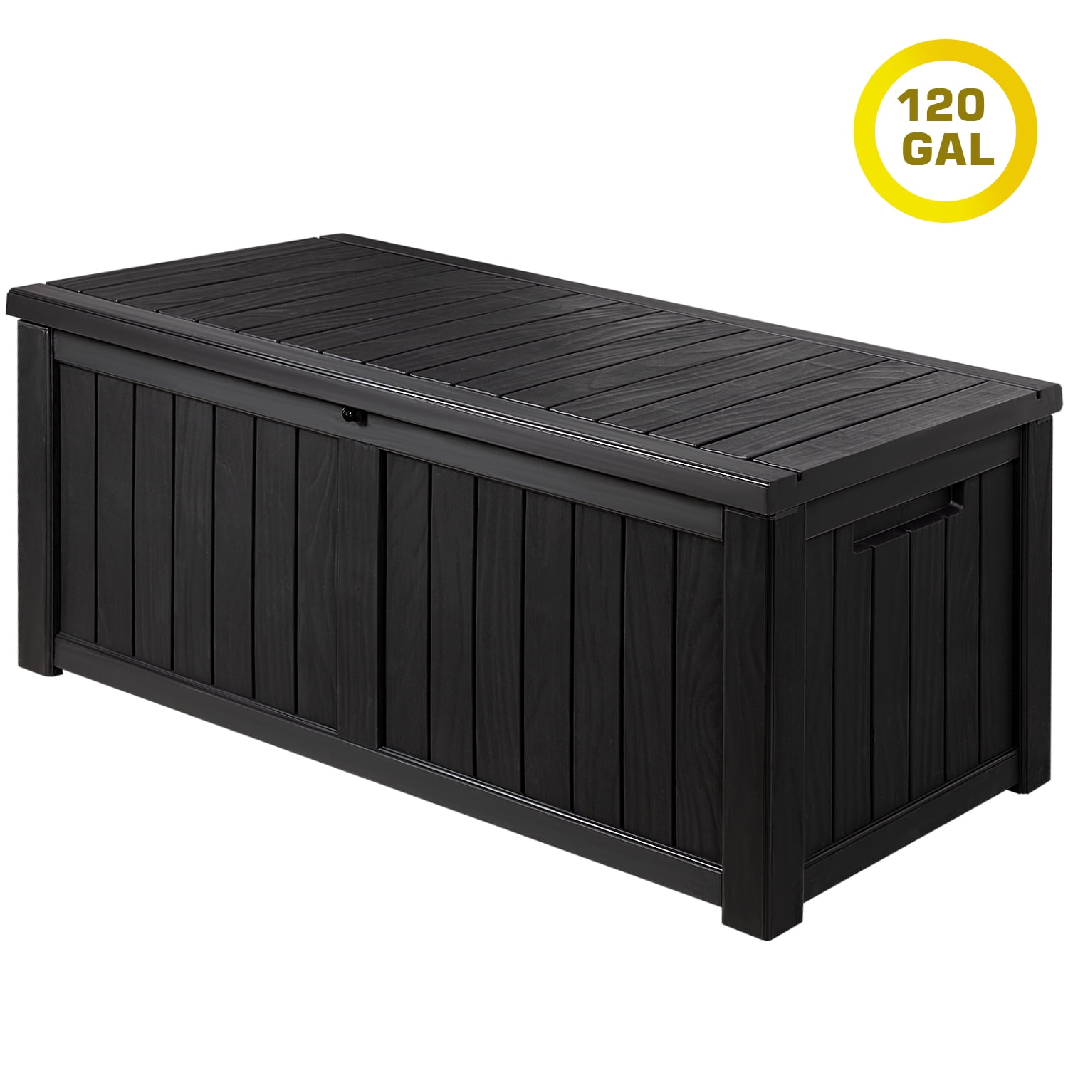 Black 310L Outdoor Storage Box Garden Patio Plastic Chest Lid Container Multibox 