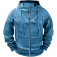 thumbnail image 3 of Hoodies for Men Pullover,Men Zip Up Hoodie Casual Loose Fit Pullover Raglan Sleeves for Autumn Winter Comfort Wear,Light Hoodies for Men,02 Light Blue,XL, 3 of 3
