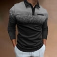thumbnail image 1 of Blusa y camisa de manga larga con cuello vuelto para hombre, informal, estampada, con botones, de poliéster, 1 of 6