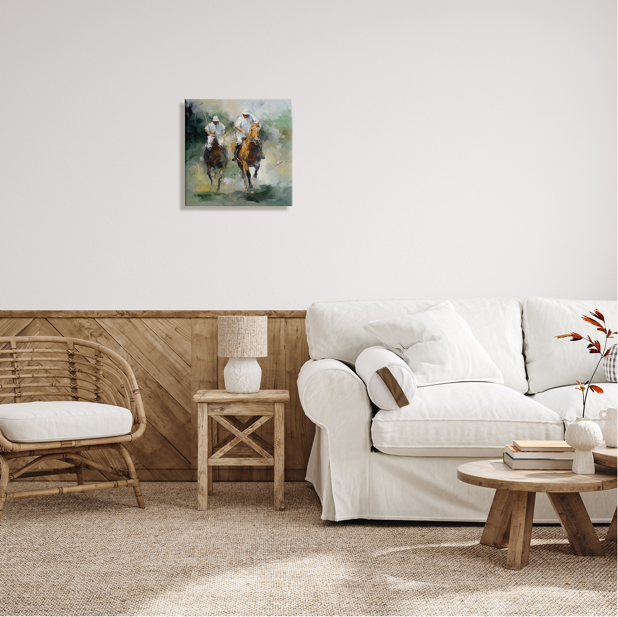 Stupell Industries Two Polo Players Abstract Sports Painting Gallery Wrapped Canvas Print Wall Art, 17 x 17
