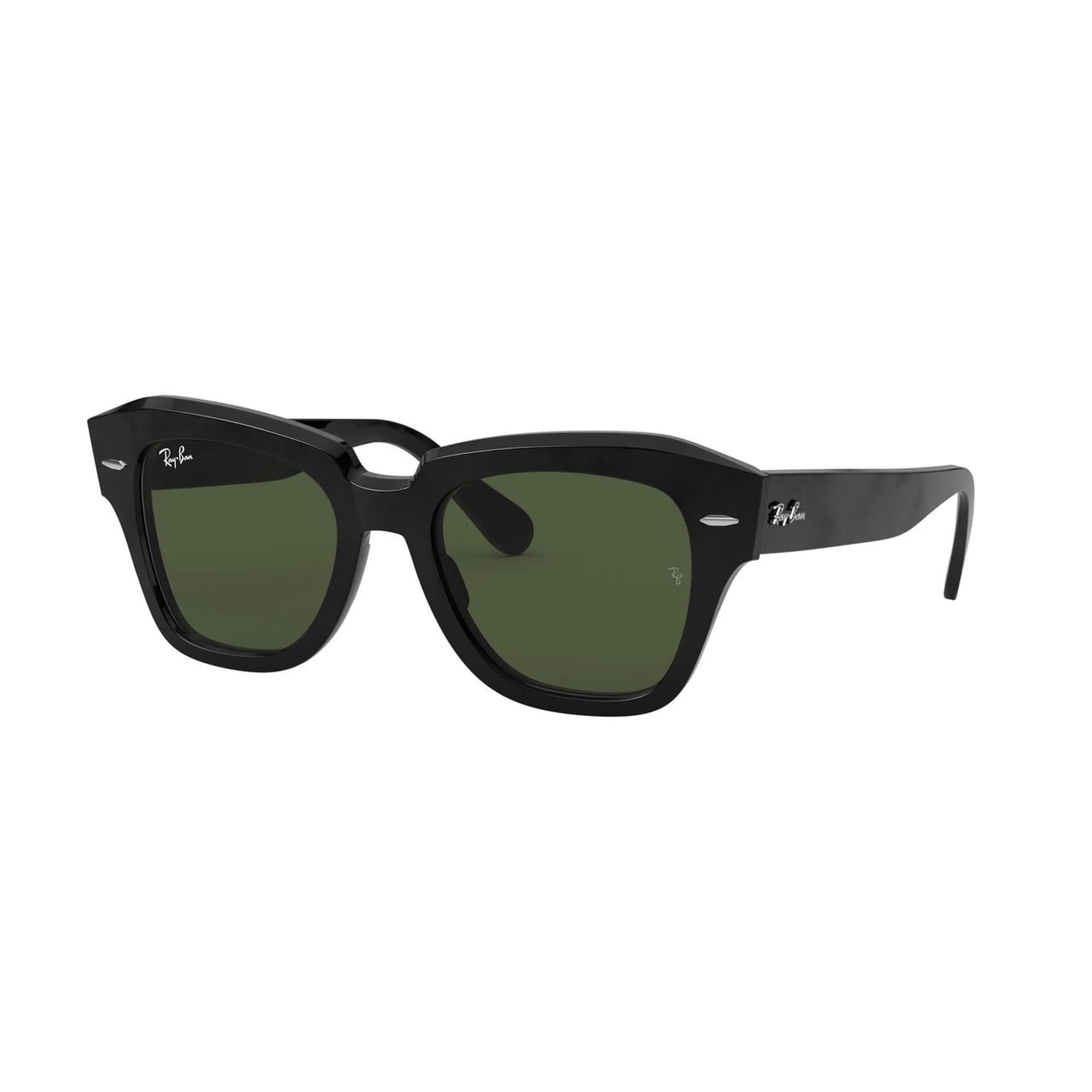 RAY-BAN RB2186 STATE STREET Square Shape Sunglasses Black Frame | G-15 Green Lens 52mm