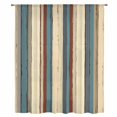 thumbnail image 2 of Aqua Beige Striped Sheer Curtains 45 Inches Long, Farmhouse Ethnic Tribe Light Filering Curtains, Breathable Simi Curtain Privacy Drapes for Kitchen Bathroom Lightweight Small Window Treatment, 2 of 9