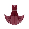 thumbnail image 3 of DPOIS Big Girls Junior V Neck Chiffon Long Party Wedding Prom Romper Gown Flower Girls Dress Burgundy 8, 3 of 7
