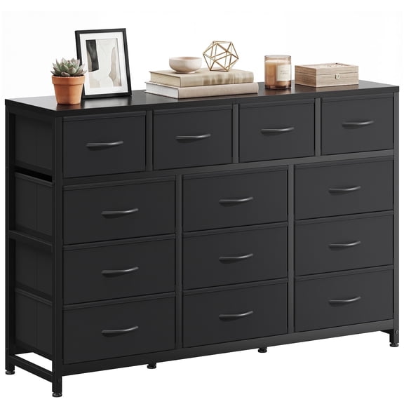 Casacomoda Dresser with 13 Storage Drawers, 55-Inch Long Dressers for Bedroom, Large Dressers TV Stand, Black