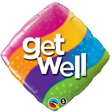 Loftus International Q2-5330 18 in. Get Well Curvy Stripes Diamond Party Balloon