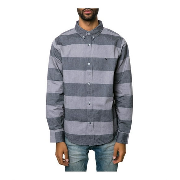 Fourstar Clothing Mens The Koston LS Button Up Shirt, Grey, Large