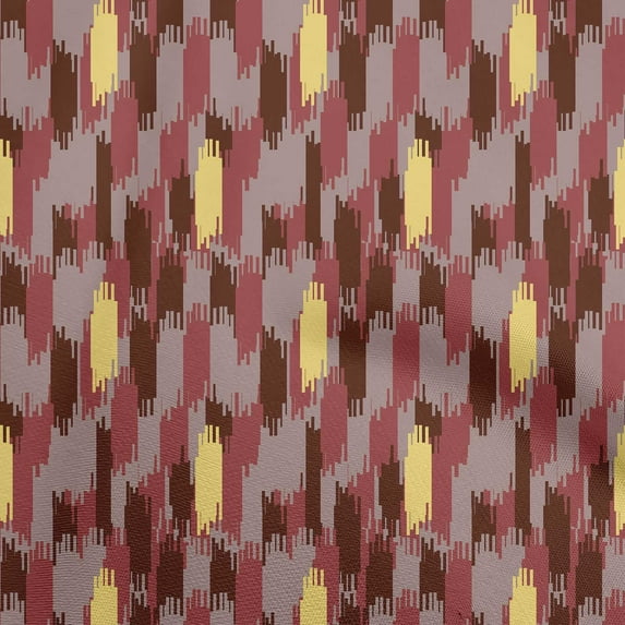 oneOone Polyester Spandex Maroon Fabric Ikat Fabric For Sewing Printed Craft Fabric By The Yard 56 Inch Wide