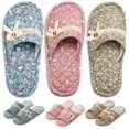 thumbnail image 1 of Zapatillas biroris de algodón con estampado floral para mujer, 3 pares, 1 of 5