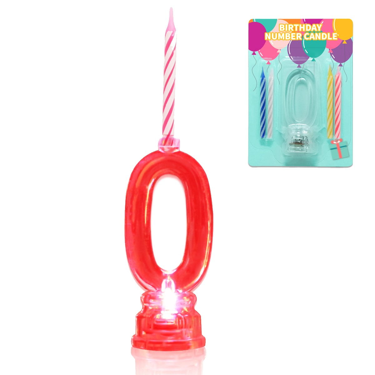 Novelty Place Multicolor Flashing Number Candle Set, Color Changing LED Birthday Cake Topper