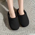 thumbnail image 2 of Risckoth Women's Closed Toe Slippers Plush Fleece Round Head Cozy Indoor Shoes, Black, 2 of 5