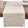 thumbnail image 1 of SARO 6011.S1472B 14 x 72 Pouces Rectangulaire Carré Cutwork Table Runner - Argent, 1 of 1